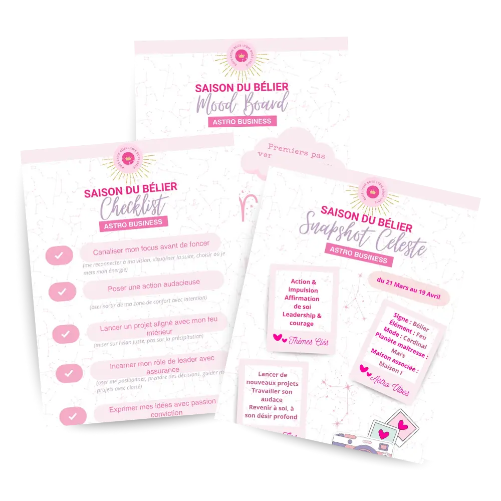 Saison du Bélier 2025 : <br> Horoscope Astro Business pour Entrepreneures 31 Vignette Kit Power Cards Saisons Astrologiques