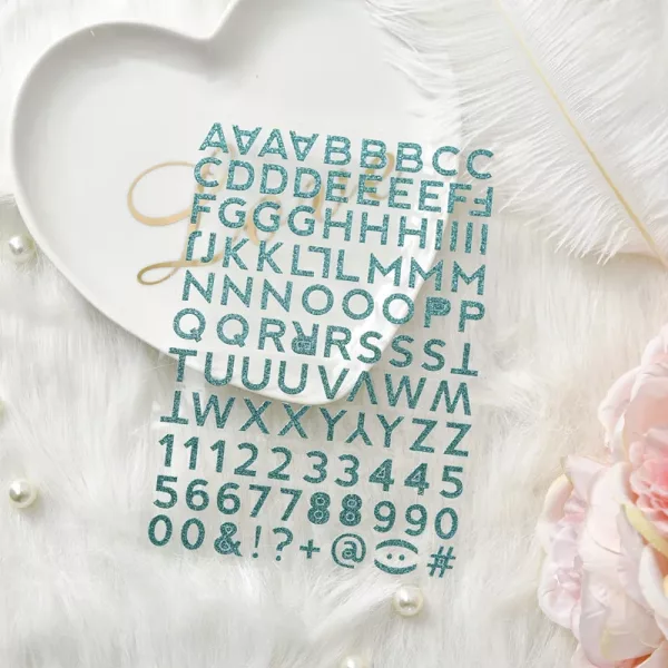 Stickers Alphabet Chiffres et Symboles 3D DoréS Pailletés Pink Paisley
