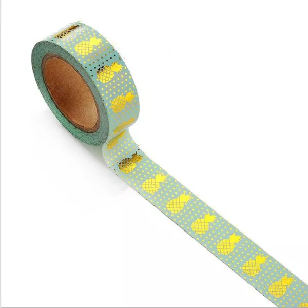 Washi Tape Ananas Gold Foil Vert
