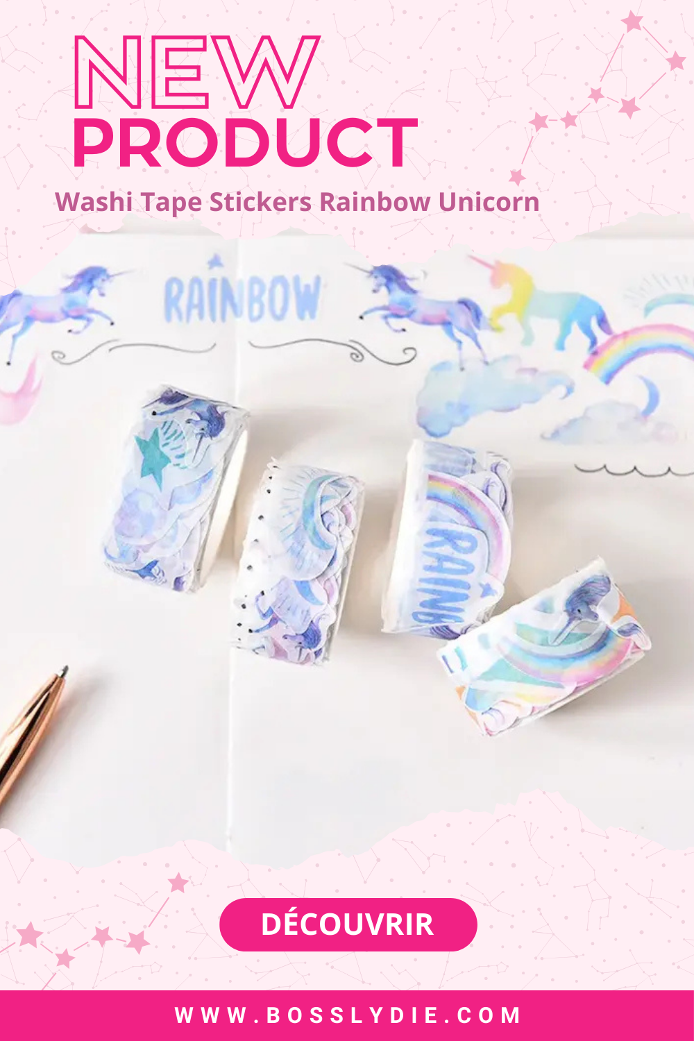 Vignette Pinterest Washi Tape Stickers Rainbow Unicorn