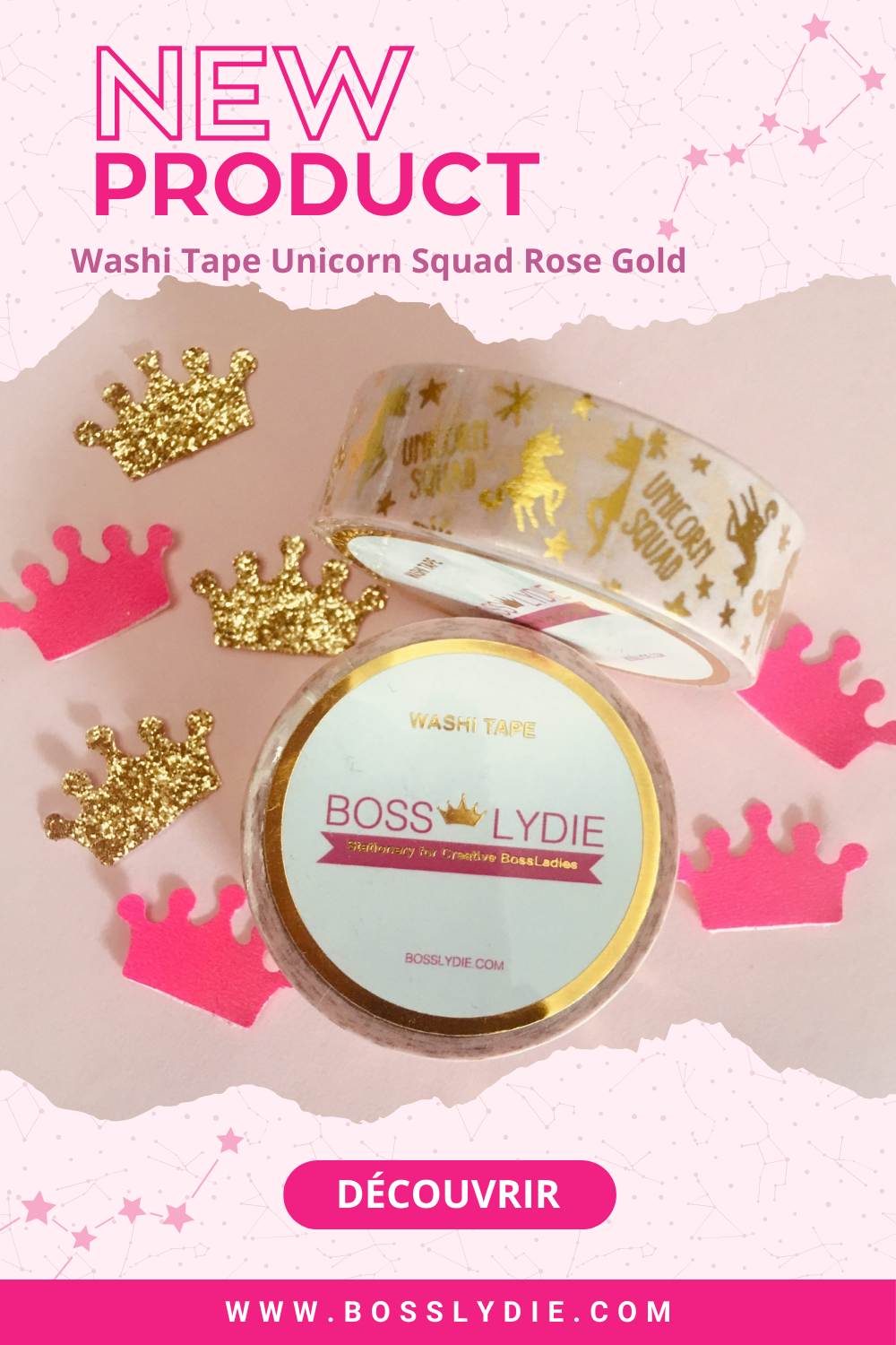 Vignette Pinterest Washi-Tape Unicorn Squad Rose Gold